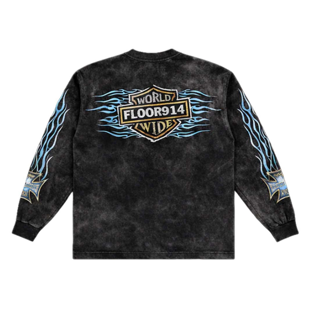Floor 914 Sky Striker Long Sleeve Tee Black Wash Blue by Floor 914 - NWAHYPE No.1 for streetwear T-Shirts in USA