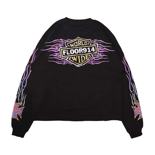 Floor 914 Sky Striker Long Sleeve Tee Black Wash Purple by Floor 914 - NWAHYPE No.1 for streetwear T-Shirts in USA