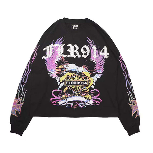 Floor 914 Sky Striker Long Sleeve Tee Black Wash Purple by Floor 914 - NWAHYPE No.1 for streetwear T-Shirts in USA