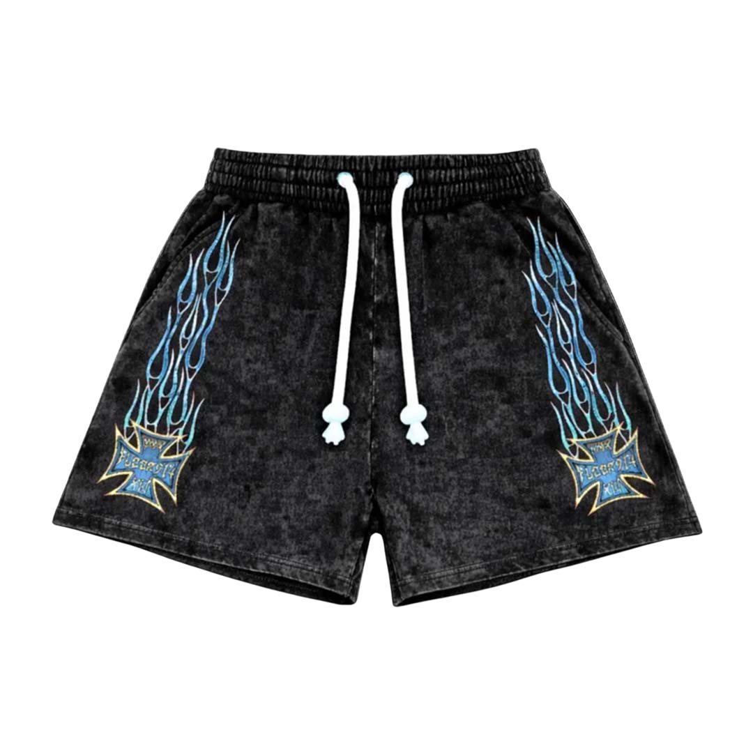 Floor 914 Sky Striker Shorts Black Wash Blue by Floor 914 - NWAHYPE No.1 for streetwear Shorts in USA