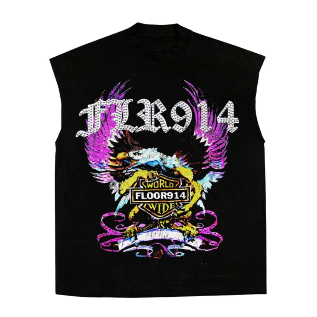 Floor 914 Skystriker Sleeveless Black Purple Tee by Floor 914 - NWAHYPE No.1 for streetwear T-Shirts in USA