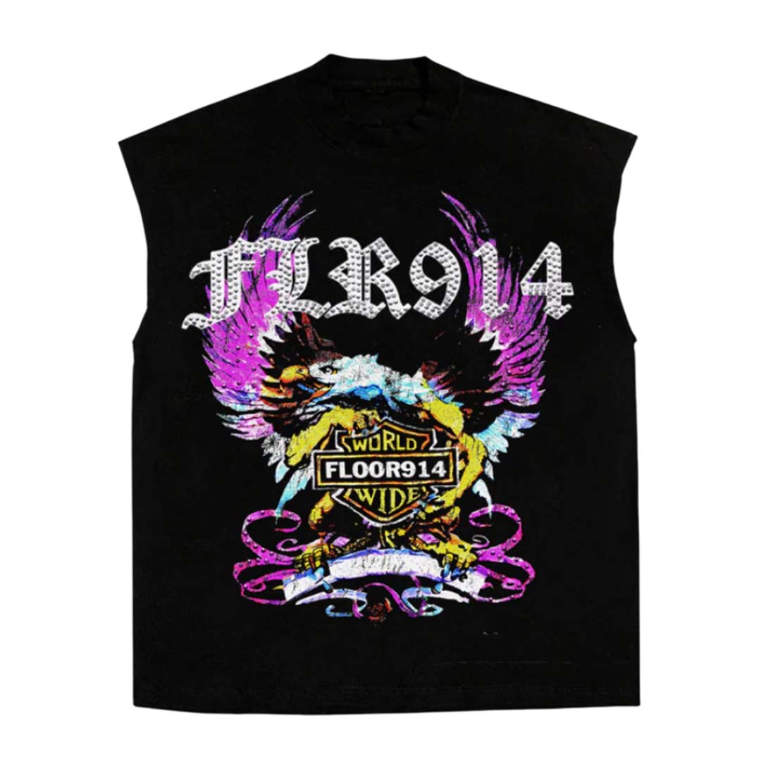 Floor 914 Skystriker Sleeveless Black Purple Tee by Floor 914 - NWAHYPE No.1 for streetwear T-Shirts in USA