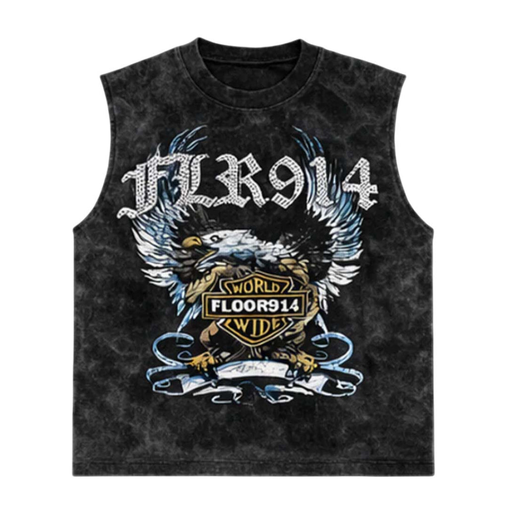 Floor 914 Skystriker Sleeveless Faded Black Blue Tee by Floor 914 - NWAHYPE No.1 for streetwear T-Shirts in USA
