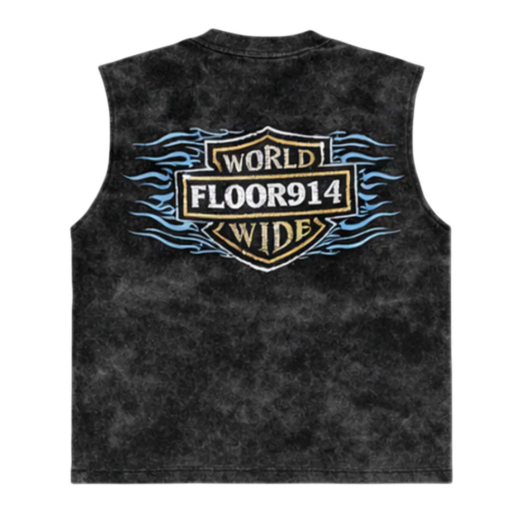 Floor 914 Skystriker Sleeveless Faded Black Blue Tee by Floor 914 - NWAHYPE No.1 for streetwear T-Shirts in USA