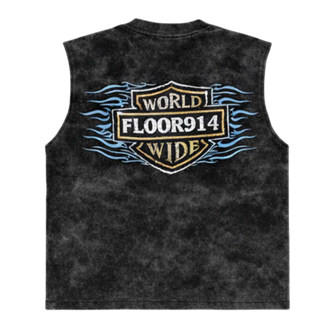 Floor 914 Skystriker Sleeveless Faded Black Blue Tee by Floor 914 - NWAHYPE No.1 for streetwear T-Shirts in USA