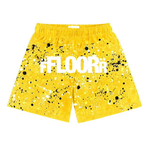 Floor 914 Thunder V2 Splatter Yellow Mesh Shorts by Floor 914 - NWAHYPE No.1 for streetwear Shorts in USA