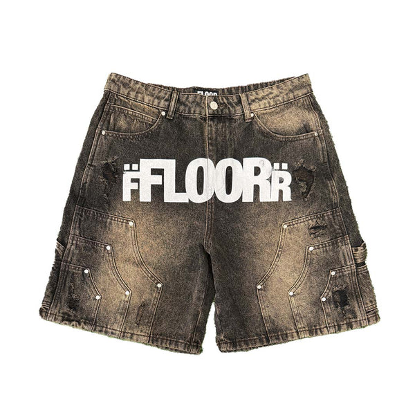 Floor 914 Uniform Jean Shorts Brown Wash by Floor 914 - NWAHype 1 for streetwear Shorts in USA