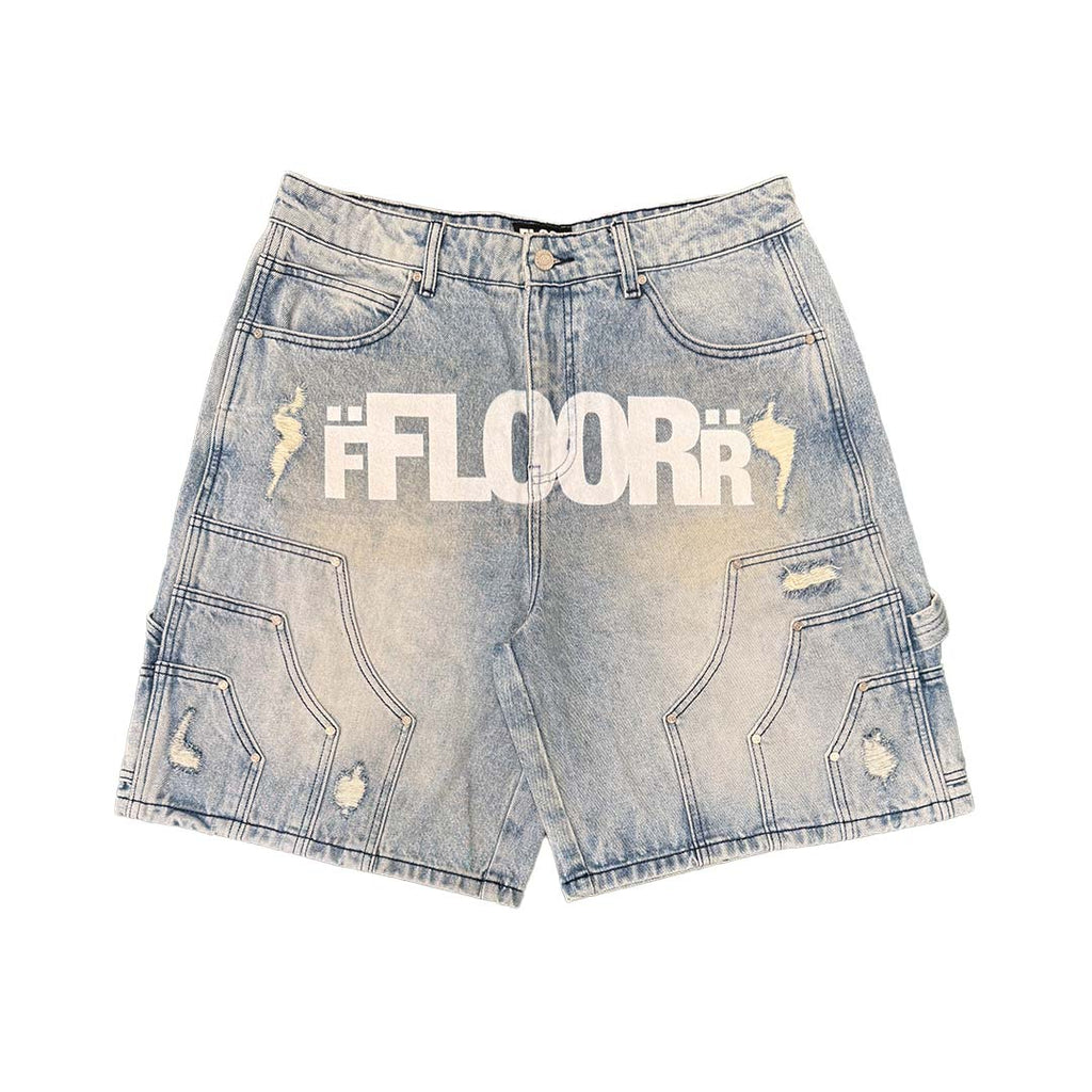 Floor 914 Uniform Jean Shorts Light Wash Blue by Floor 914 - NWAHype 1 for streetwear Shorts in USA