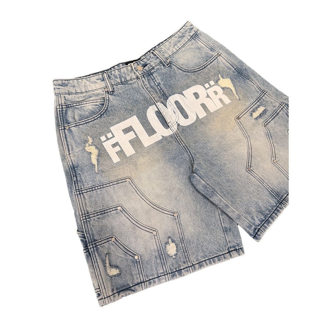 Floor 914 Uniform Jean Shorts Light Wash Blue by Floor 914 - NWAHype 1 for streetwear Shorts in USA