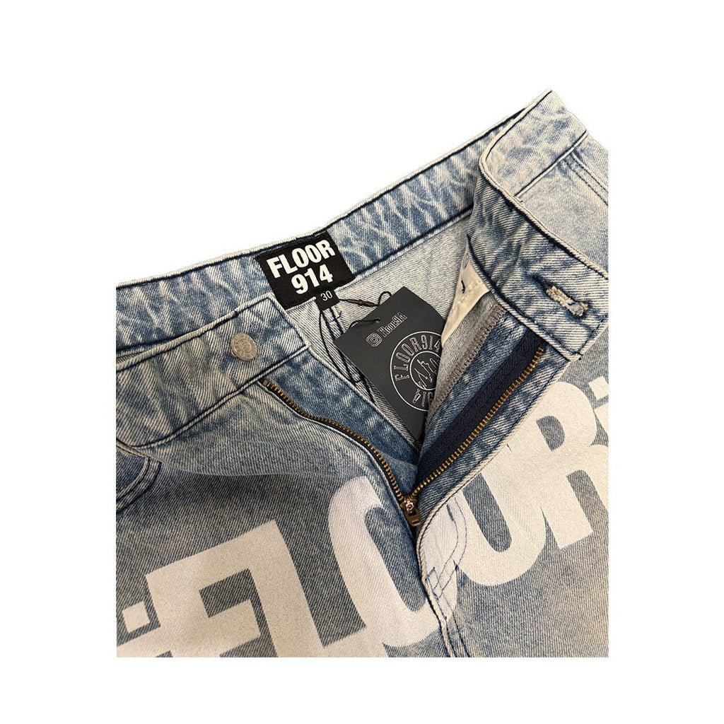 Floor 914 Uniform Jean Shorts Light Wash Blue by Floor 914 - NWAHype 1 for streetwear Shorts in USA