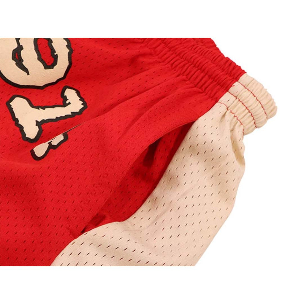 Floor 914 Uniform Mesh Shorts Red Cream by Floor 914 - NWAHYPE No.1 for streetwear Shorts in USA