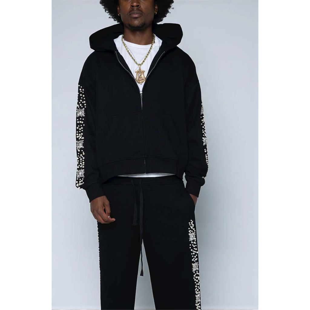 Fraternal What The Pearl Zip Up Hoodie Black by Fraternal - NWAHYPE No.1 for streetwear Hoodies in USA