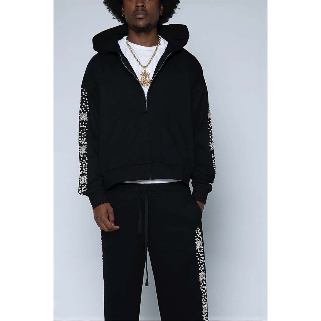 Fraternal What The Pearl Zip Up Hoodie Black by Fraternal - NWAHYPE No.1 for streetwear Hoodies in USA