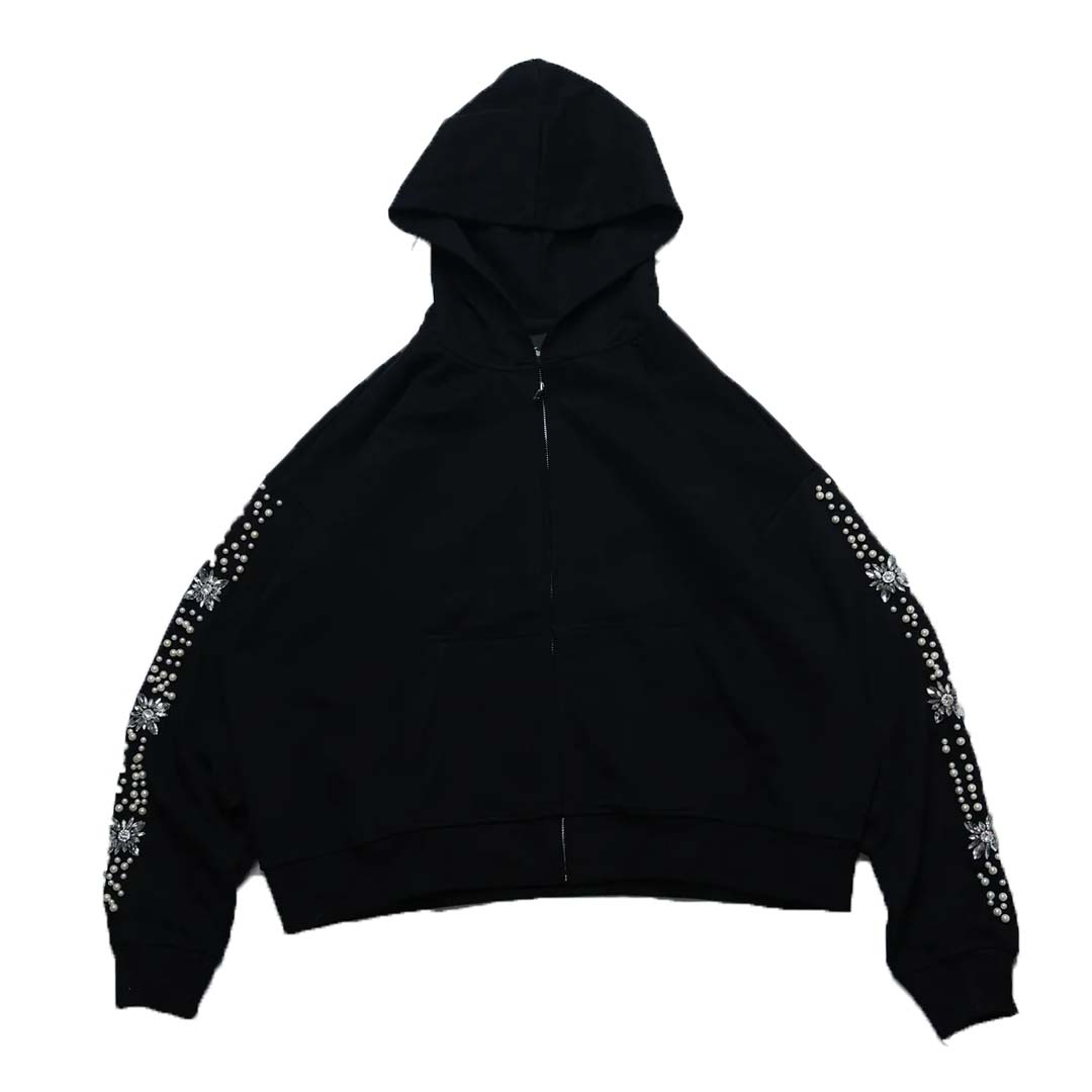 Fraternal What The Pearl Zip Up Hoodie Black by Fraternal - NWAHYPE No.1 for streetwear Hoodies in USA