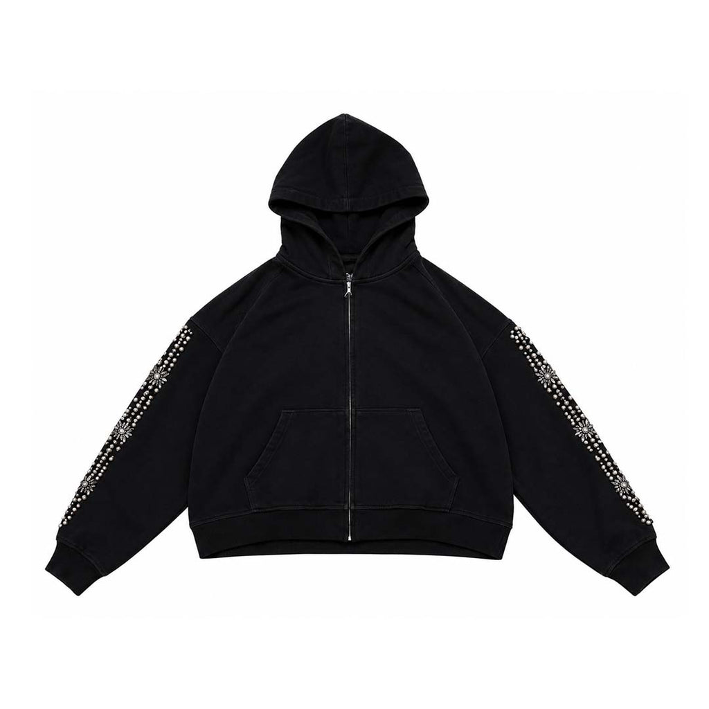 Fraternal What The Pearl Zip Up Hoodie Black by Fraternal - NWAHYPE No.1 for streetwear Hoodies in USA