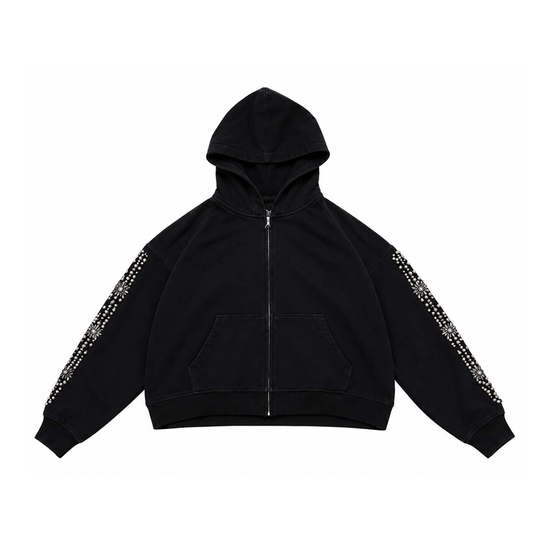 Fraternal What The Pearl Zip Up Hoodie Black by Fraternal - NWAHYPE No.1 for streetwear Hoodies in USA
