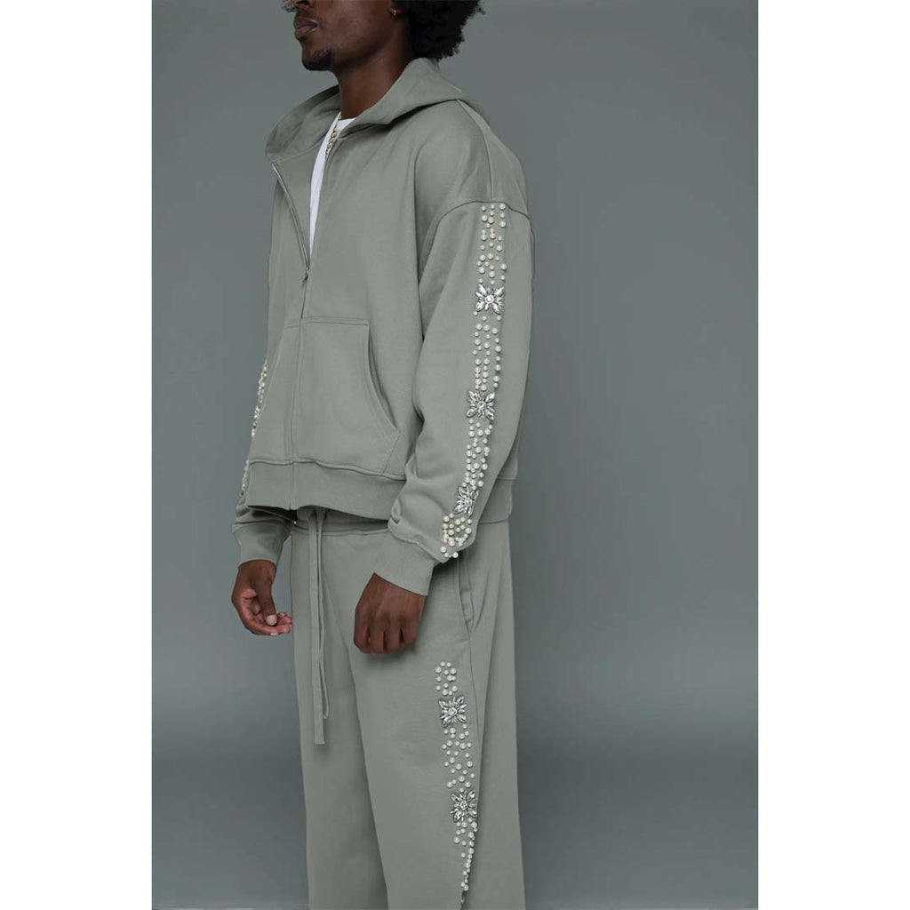 Fraternal What The Pearl Zip Up Hoodie Grey by Fraternal - NWAHYPE No.1 for streetwear Hoodies in USA