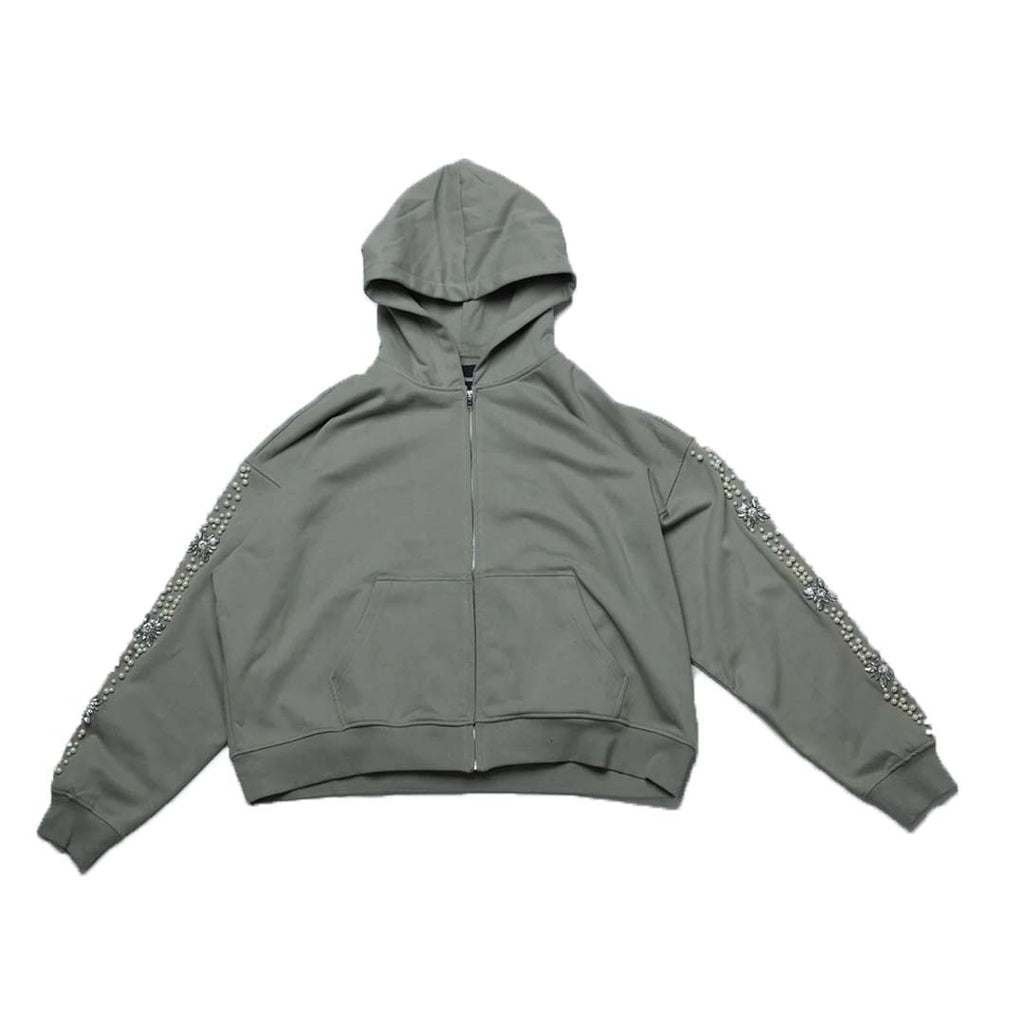 Fraternal What The Pearl Zip Up Hoodie Grey by Fraternal - NWAHYPE No.1 for streetwear Hoodies in USA