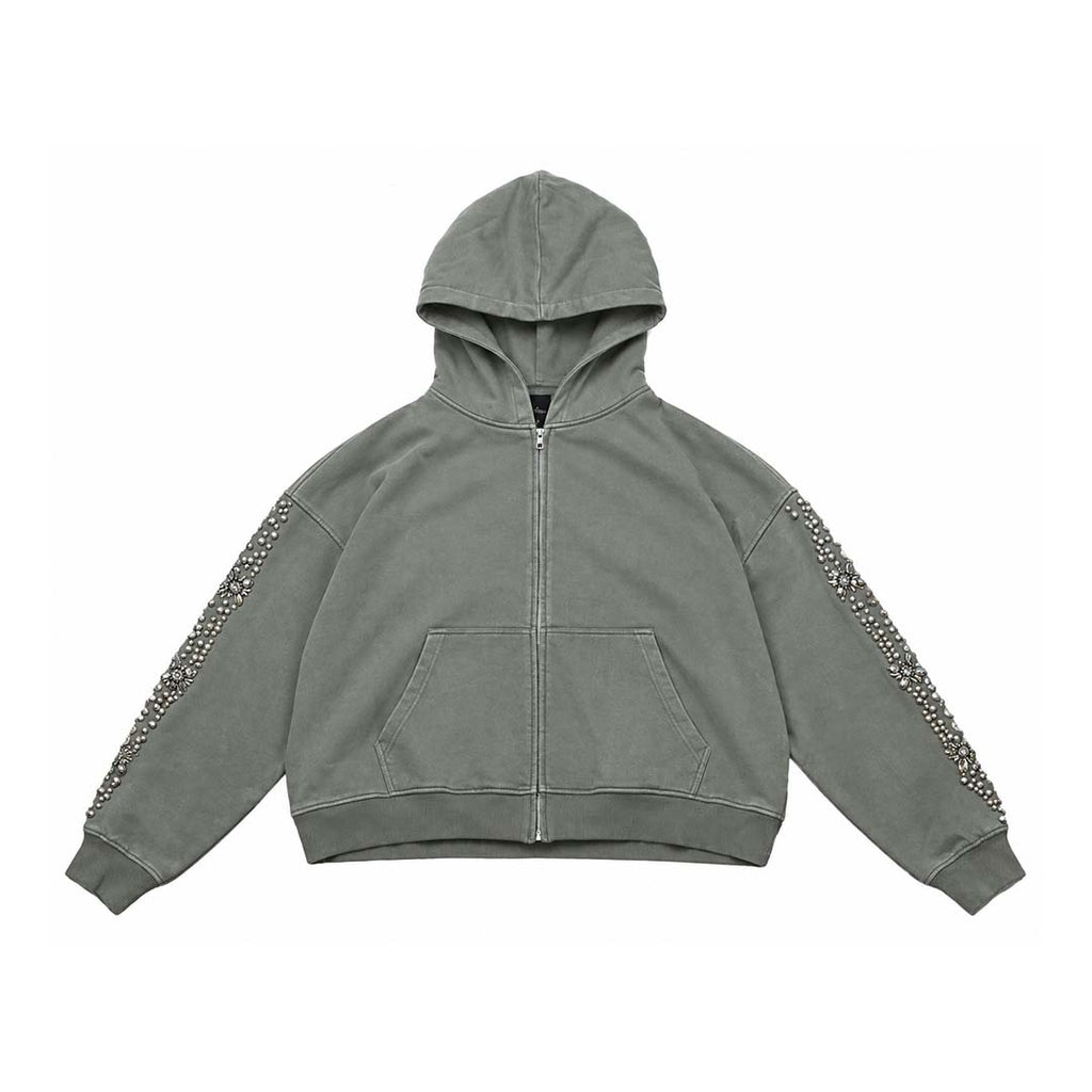 Fraternal What The Pearl Zip Up Hoodie Grey by Fraternal - NWAHYPE No.1 for streetwear Hoodies in USA