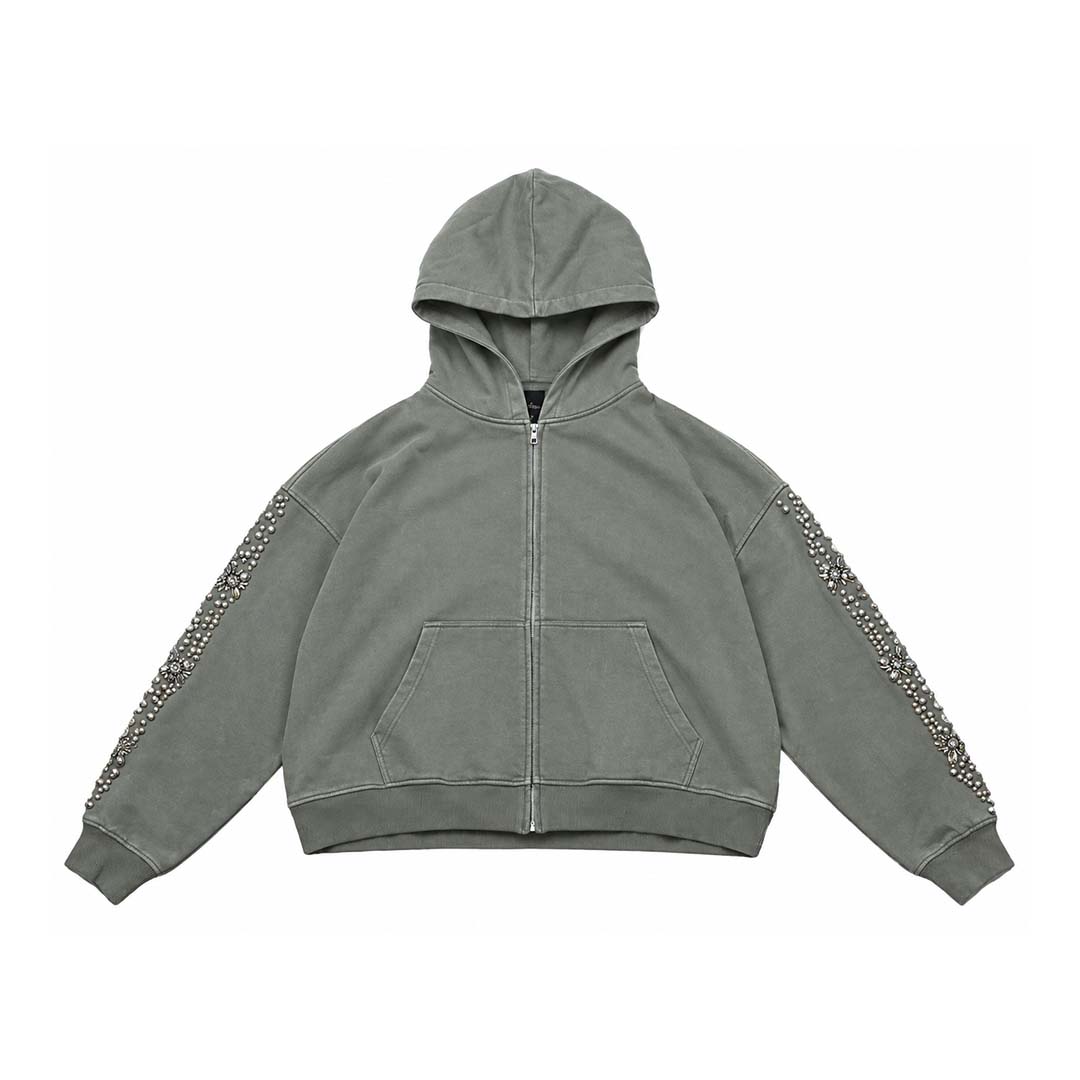 Fraternal What The Pearl Zip Up Hoodie Grey by Fraternal - NWAHYPE No.1 for streetwear Hoodies in USA