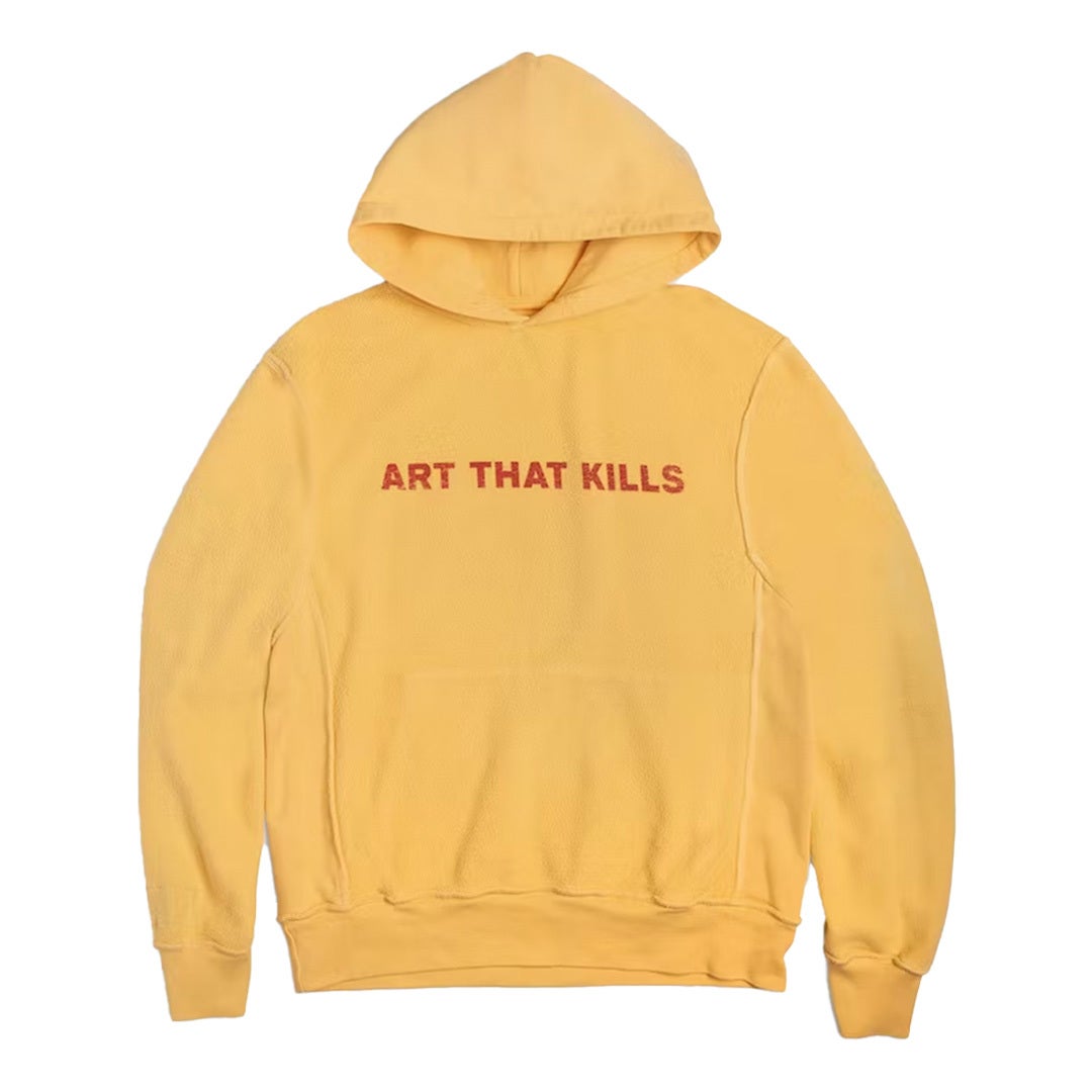 Gallery Dept. ART THAT KILLS Reversible Logo Hoodie Yellow by Gallery Dept - NWAHype 1 for streetwear Hoodies in USA