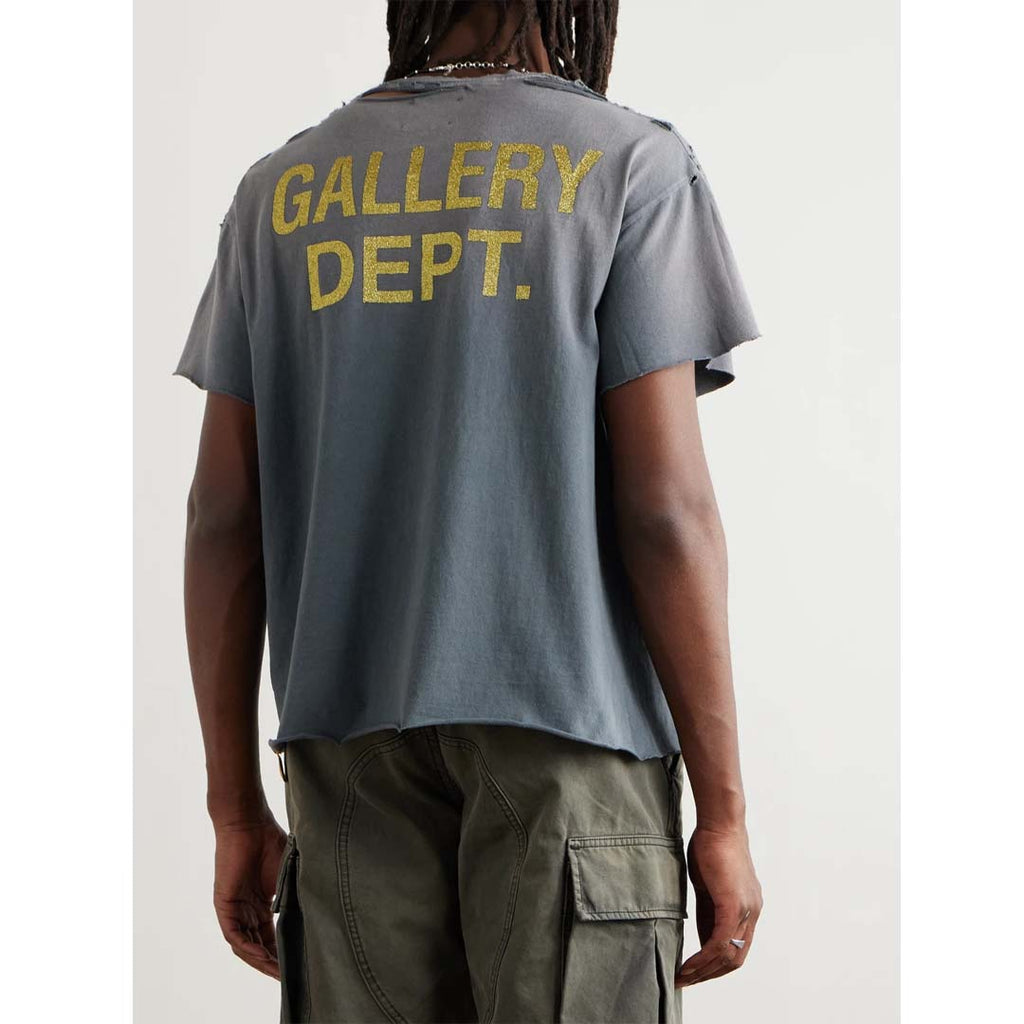 Gallery Dept. Distressed Glitter Cotton Jersey Tee Grey by Gallery Dept - NWAHYPE No.1 for streetwear T-Shirts in USA