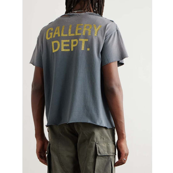 Gallery Dept. Distressed Glitter Cotton Jersey Tee Grey by Gallery Dept - NWAHYPE No.1 for streetwear T-Shirts in USA