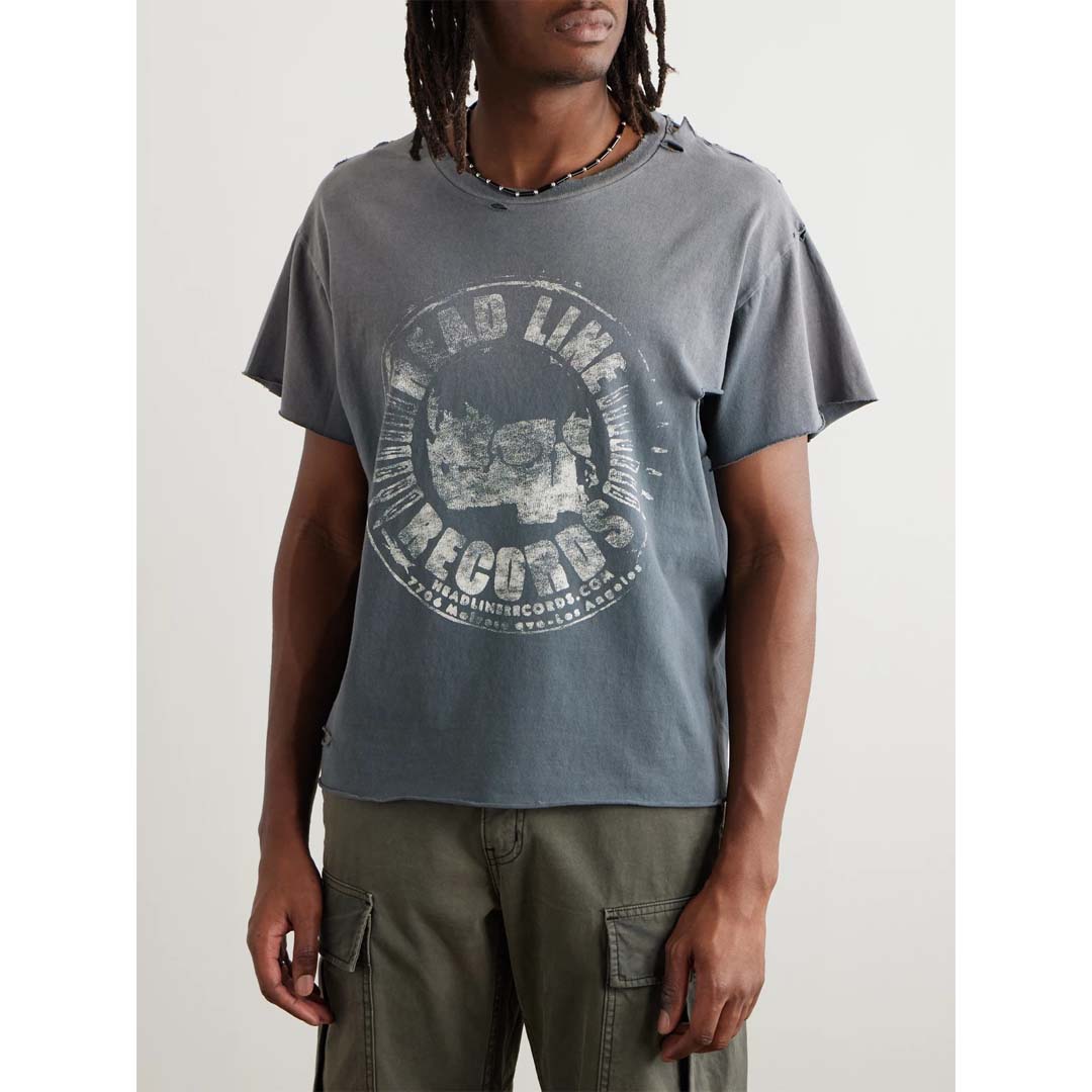 Gallery Dept. Distressed Glitter Cotton Jersey Tee Grey by Gallery Dept - NWAHYPE No.1 for streetwear T-Shirts in USA