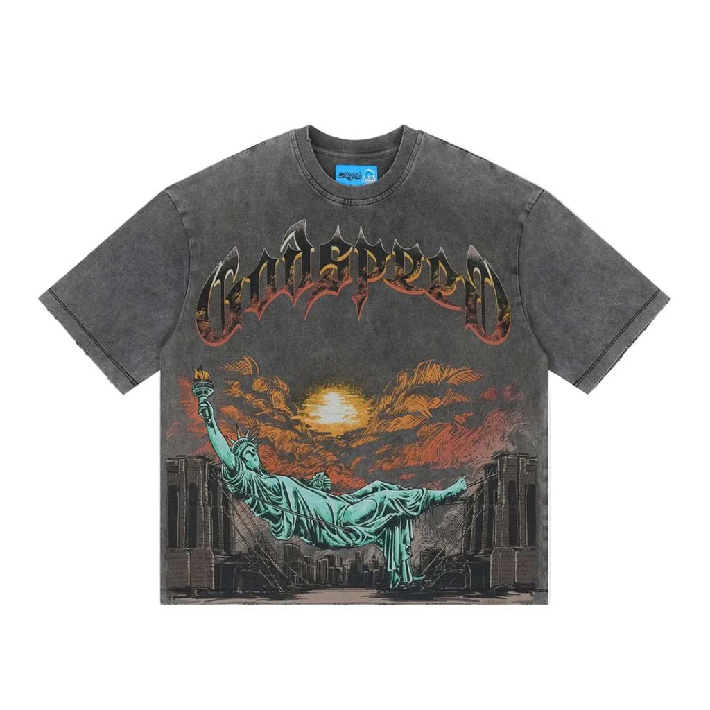 Godspeed Burnt Bridges 2.0 Grey Wash Tee by Godspeed - NWAHYPE No.1 for streetwear T-Shirts in USA