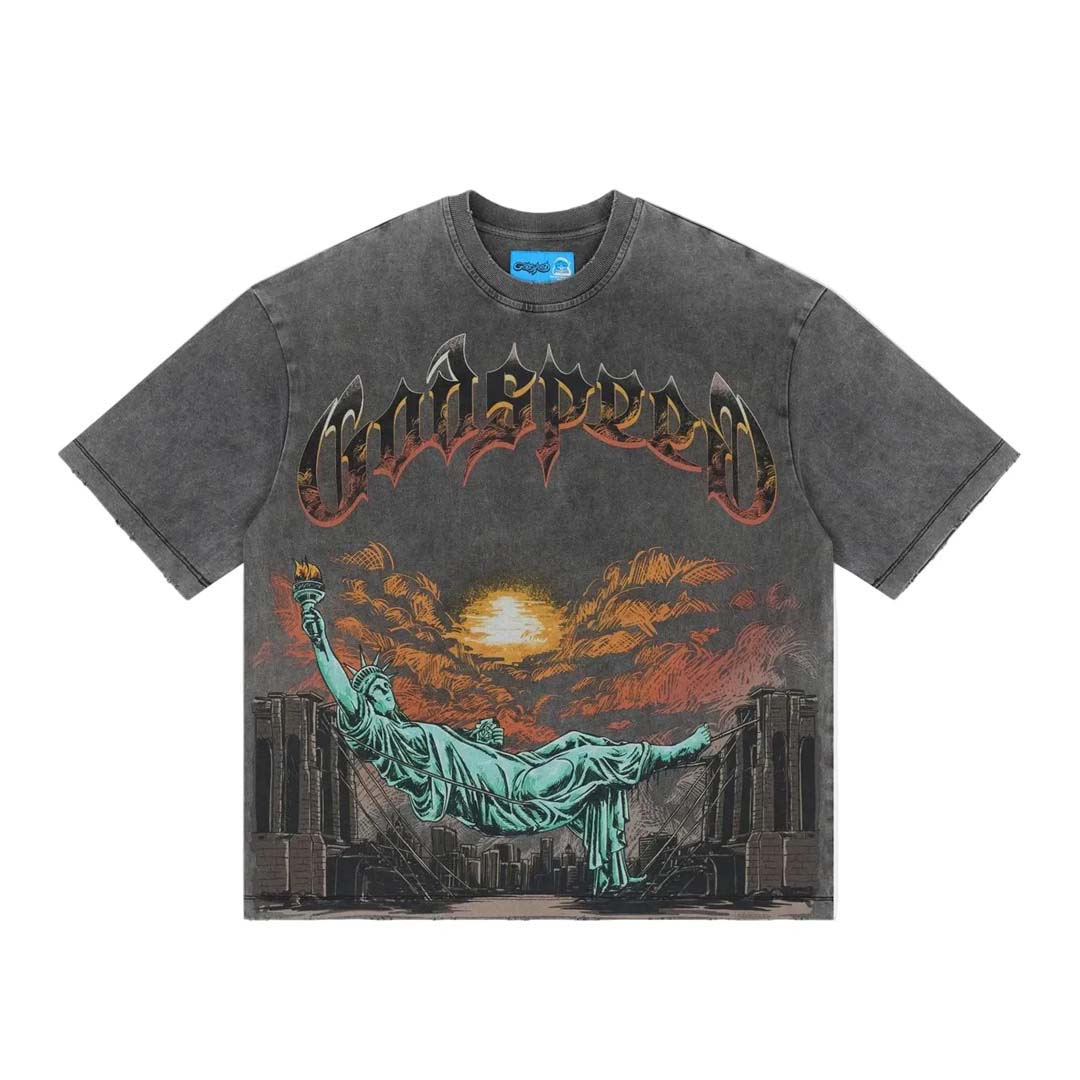 Godspeed Burnt Bridges 2.0 Grey Wash Tee by Godspeed - NWAHYPE No.1 for streetwear T-Shirts in USA