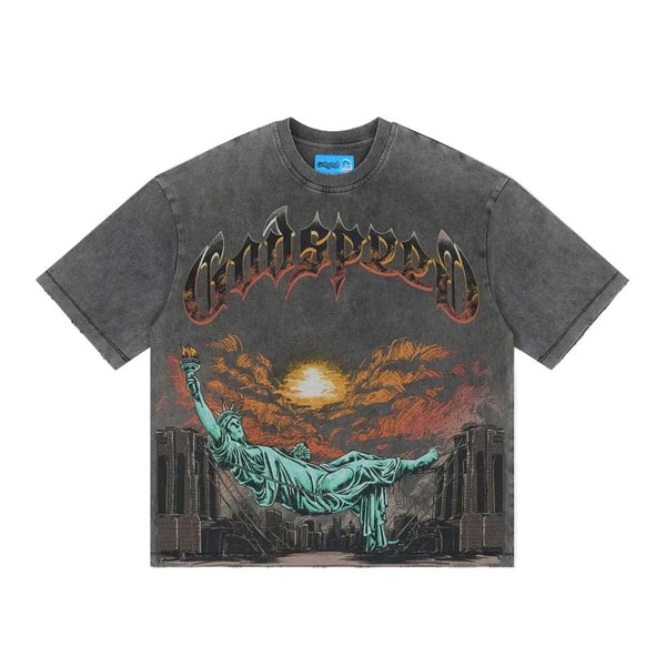 Godspeed Burnt Bridges 2.0 Grey Wash Tee by Godspeed - NWAHYPE No.1 for streetwear T-Shirts in USA
