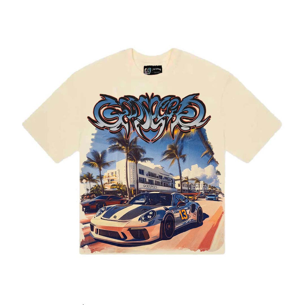 Godspeed Car Meet Miami GT Exclusive Bone Tee by Godspeed - NWAHype No.1 for streetwear T-Shirts in USA