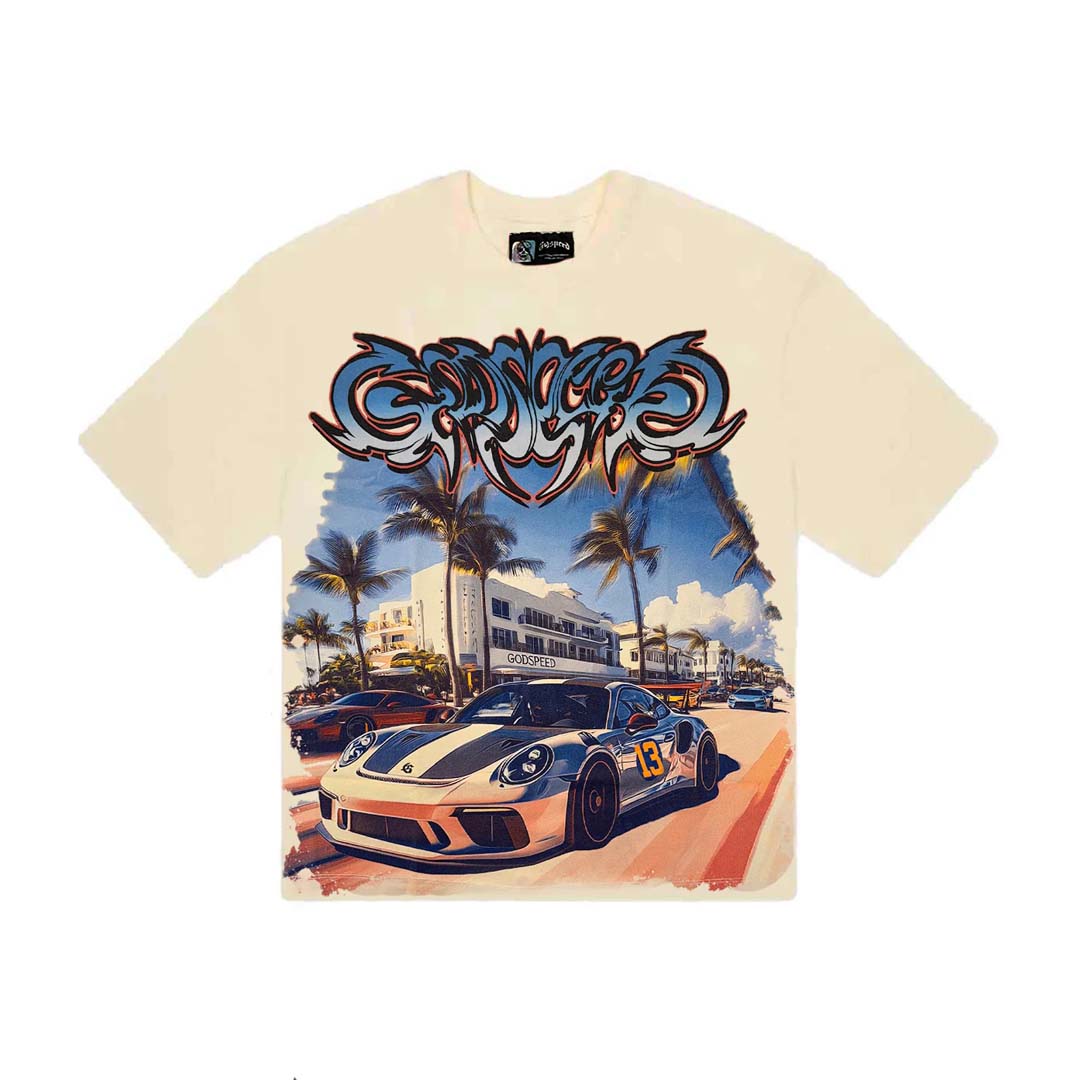 Godspeed Car Meet Miami GT Exclusive Bone Tee by Godspeed - NWAHype No.1 for streetwear T-Shirts in USA