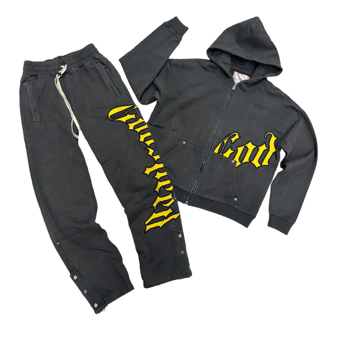 Godspeed Charcoal Yellow Sweatsuit Hoodie & Sweatpants Set by Godspeed - NWAHYPE No.1 for streetwear T-Shirts in USA