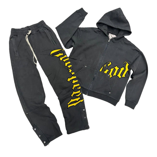 Godspeed Charcoal Yellow Sweatsuit Hoodie & Sweatpants Set by Godspeed - NWAHYPE No.1 for streetwear T-Shirts in USA