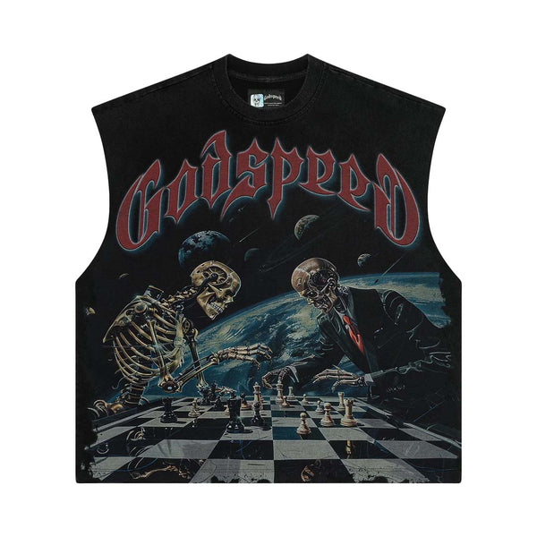 Godspeed Checkmate Sleeveless Tee Black Wash by Godspeed - NWAHype 1 for streetwear T-Shirts in USA