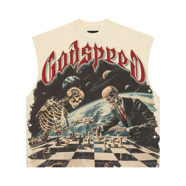 Godspeed Checkmate Sleeveless Tee Bone by Godspeed - NWAHype 1 for streetwear T-Shirts in USA