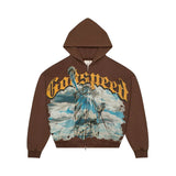 Godspeed Chrome Liberty Zip Up Hoodie Brown Wash by Godspeed - NWAHype 1 for streetwear Hoodies in USA