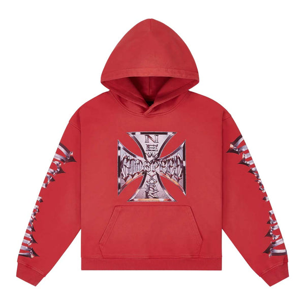 Godspeed Chrome Motto Hoodie Red Wash by Godspeed - NWAHype 1 for streetwear Hoodies in USA