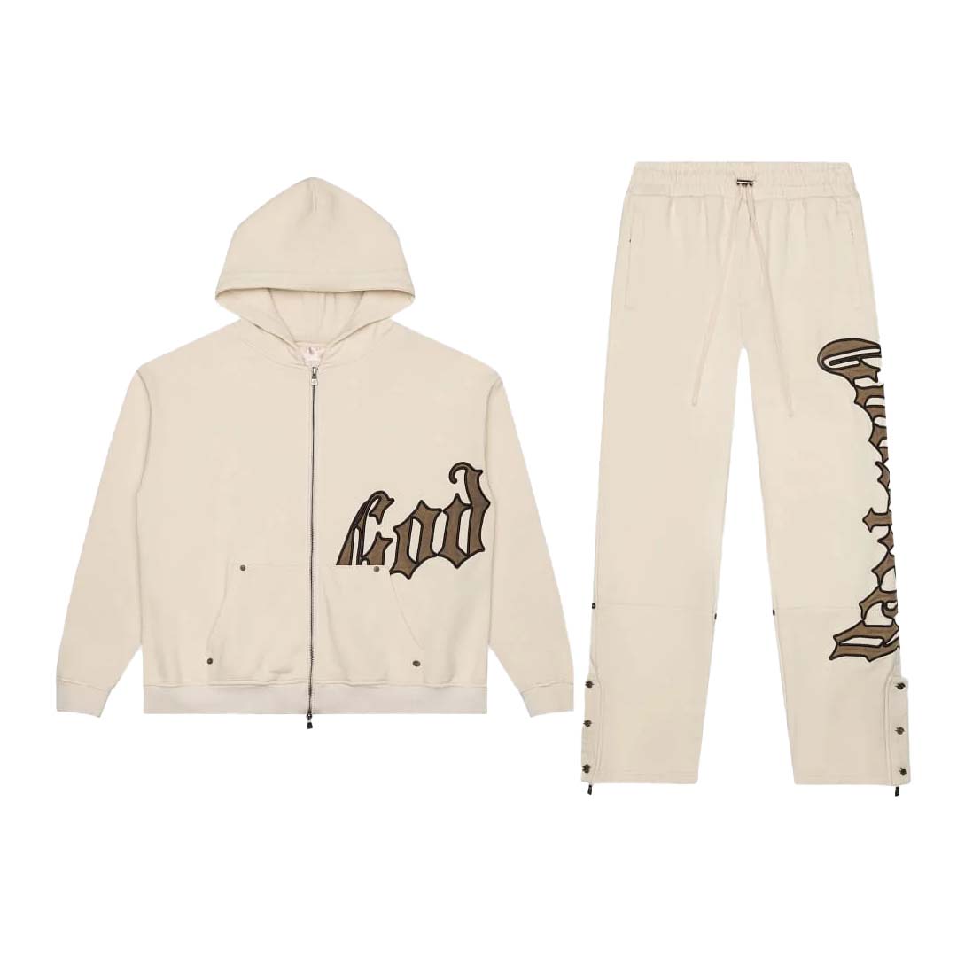 Godspeed Cream Brolive Sweatsuit Hoodie & Sweatpants Set by Godspeed - NWAHype 1 for streetwear Hoodies in USA
