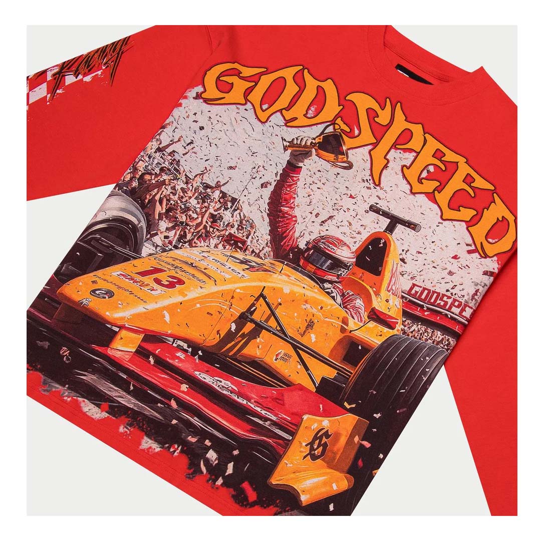 Godspeed F1 Finishline Long Sleeve Tee Red by Godspeed - NWAHype 1 for streetwear T-Shirts in USA