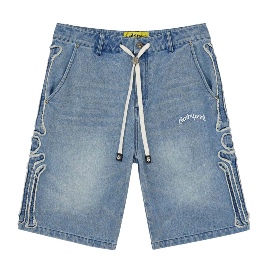 Godspeed Femur Frayed Denim Shorts Blue by Godspeed - NWAHYPE No.1 for streetwear Shorts in USA