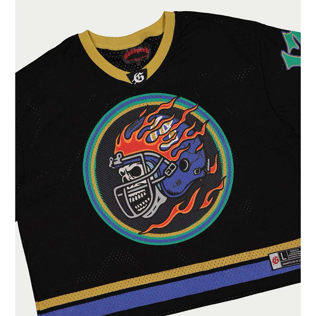 Godspeed First Down Jersey Tee Black Yellow Blue Boxy by Godspeed - NWAHype 1 for streetwear T-Shirts in USA