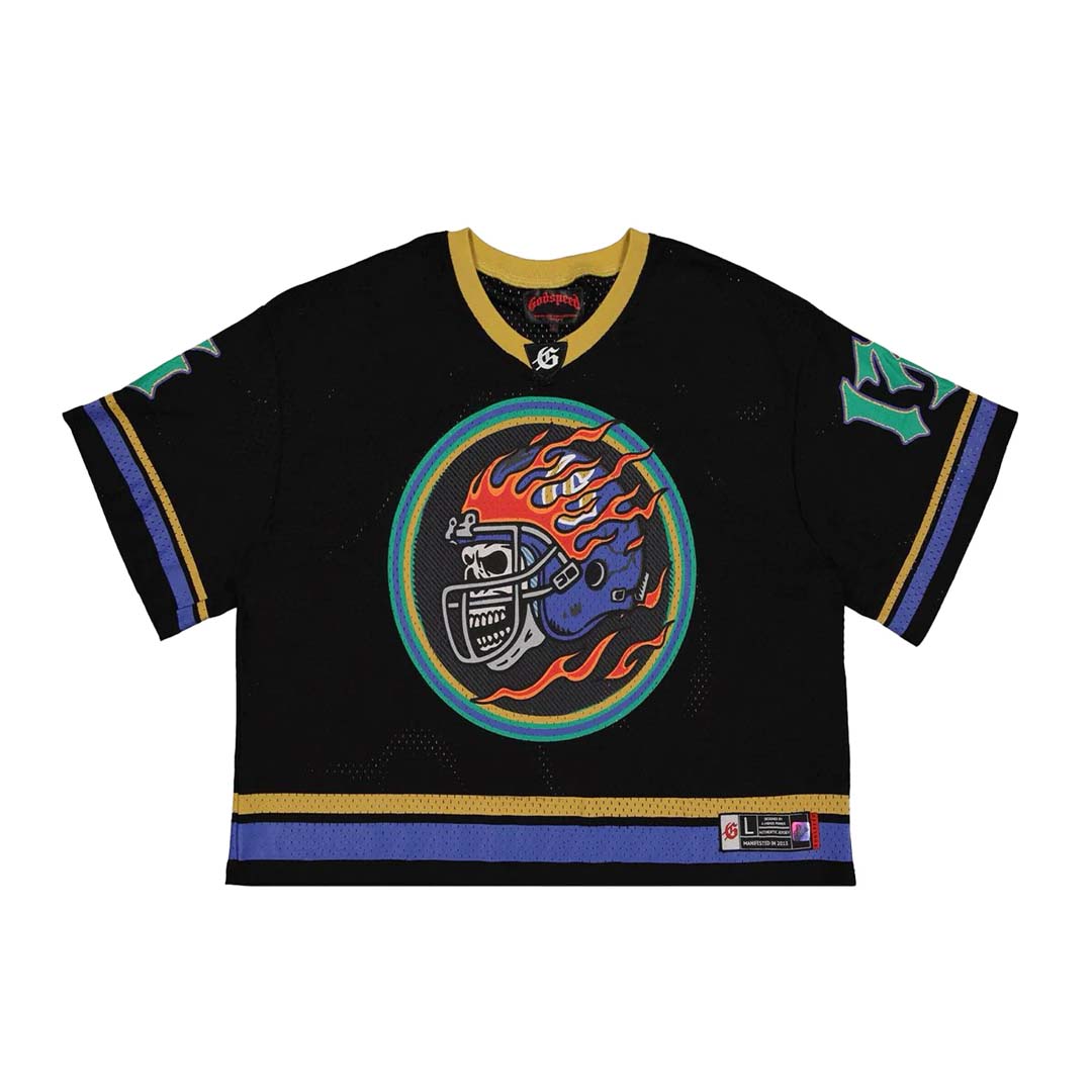 Godspeed First Down Jersey Tee Black Yellow Blue Boxy by Godspeed - NWAHype 1 for streetwear T-Shirts in USA