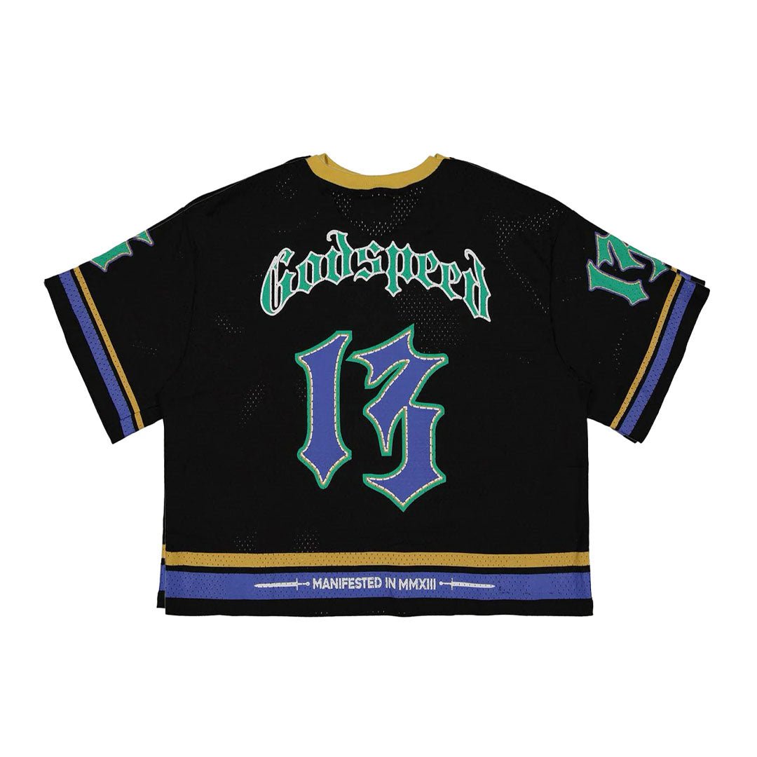 Godspeed First Down Jersey Tee Black Yellow Blue Boxy by Godspeed - NWAHype 1 for streetwear T-Shirts in USA