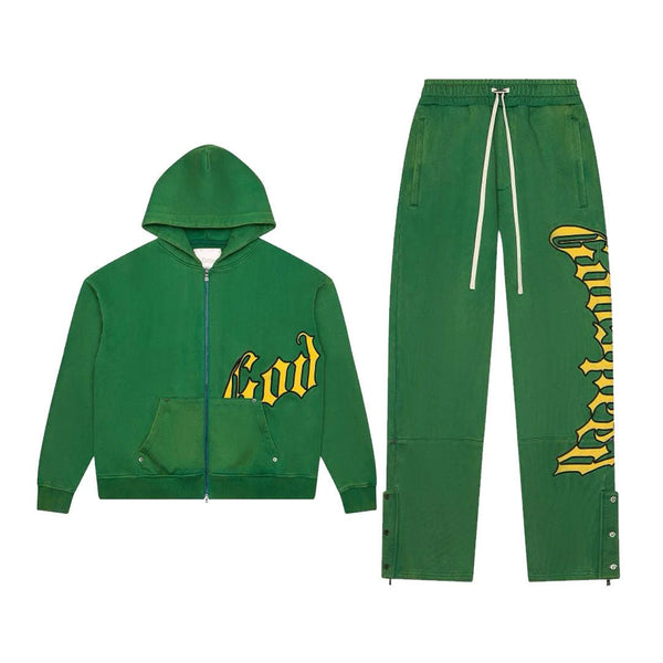 Godspeed Green Yellow Sweatsuit Hoodies & Sweatpants Set by Godspeed - NWAHYPE No.1 for streetwear Hoodies in USA