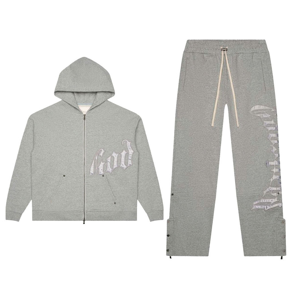 Godspeed Grey Silver Satin Sweatsuit Hoodie & Sweatpants Set by Godspeed - NWAHype 1 for streetwear Hoodies in USA