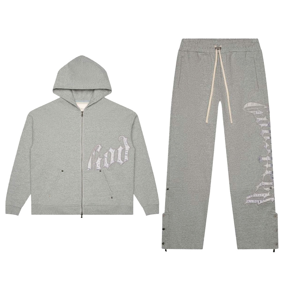 Godspeed Grey Silver Satin Sweatsuit Hoodie & Sweatpants Set by Godspeed - NWAHype 1 for streetwear Hoodies in USA