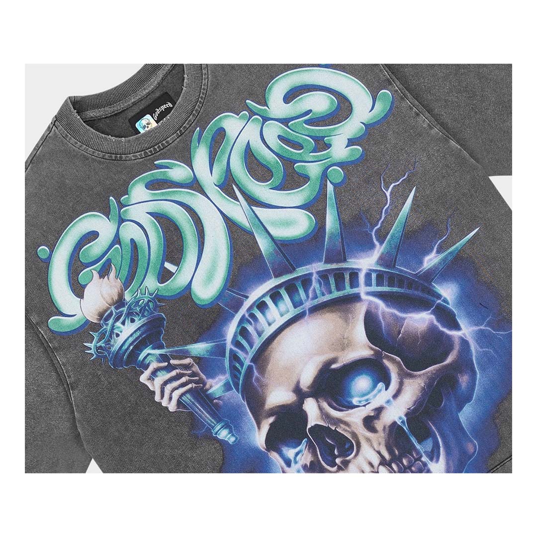 Godspeed Liberty Tears Grey Wash Tee by Godspeed - NWAHYPE No.1 for streetwear T-Shirts in USA