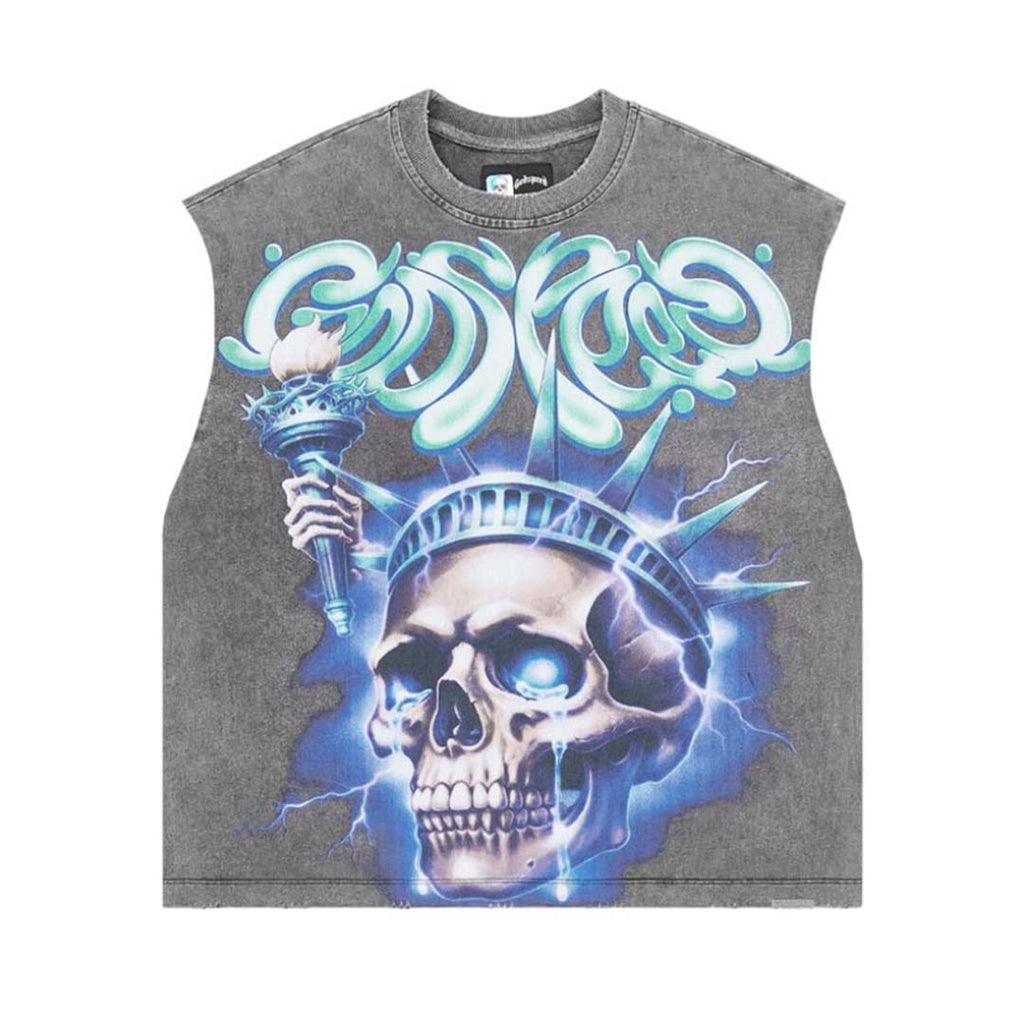 Godspeed Liberty Tears Sleeveless Tee Grey Wash by Godspeed - NWAHYPE No.1 for streetwear T-Shirts in USA